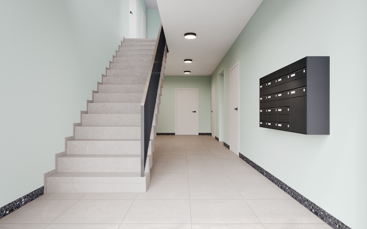 Wohnraum mit Zugang zum Balkon (Visualisierung)